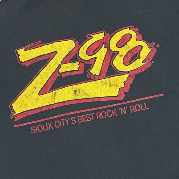 Vintage Fruit Of The Loom Radio T-Shirt XL Black Z98 Rock N Roll Single Stitch - Picture 10 of 10
